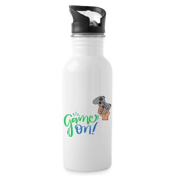 Game On - Ich bin ein Gamer! - Trinkflasche mit integriertem Trinkhalm - Weiß - Rechts