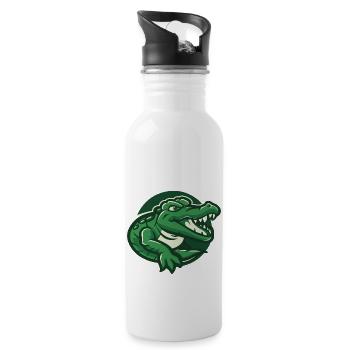 Hans das Krokodil - Trinkflasche mit integriertem Trinkhalm - Weiß - Rechts