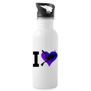 Diving Tauchen Scuba Taucher Scuba Diver - Water bottle with straw - white - Right