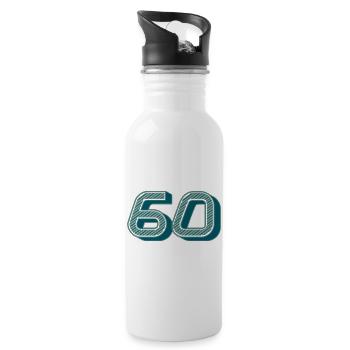 60. 60 JAHRE. 60. JAHRESTAG. 60. GEBURTSTAG. - Trinkflasche mit integriertem Trinkhalm - Weiß - Rechts