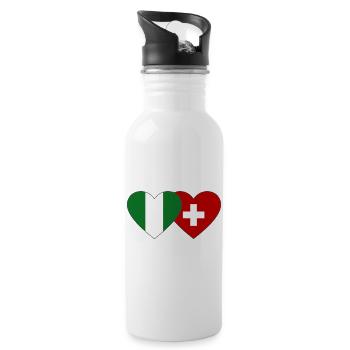 Nigeria Schweiz Flagge Herz - Trinkflasche mit integriertem Trinkhalm - Weiß - Rechts