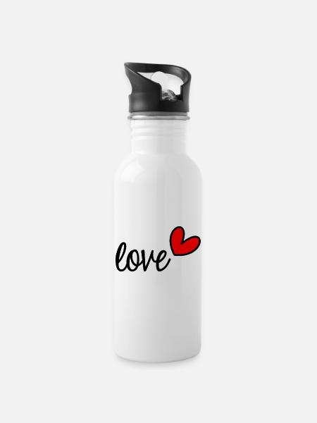 JE T'AIME. LOVE. COUPLE. JUST MARRIED. EVJF - Gourde avec paille intégrée - blanc