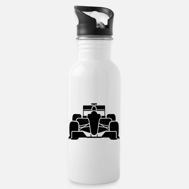 Rennwagen - Trinkflasche mit integriertem Trinkhalm - Weiß