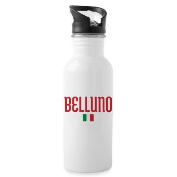 Belluno Italie drapeau-Typographie artistique Design - Gourde avec paille intégrée - blanc - Droite