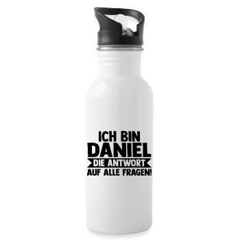 Vorname Daniel - Trinkflasche mit integriertem Trinkhalm - Weiß - Rechts