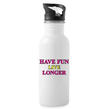 Have Fun - Inspiring lifestyle print design - Water bottle with straw - white - Right