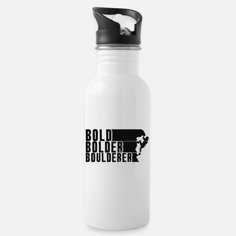 Bold Bolder Boulderer Boulder Bouldern - Trinkflasche mit integriertem Trinkhalm - Weiß
