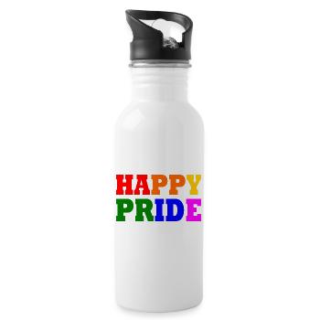 Happy pride - Water bottle with straw - white - Right