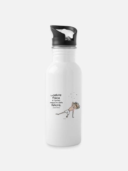 La Salute Fisica - Trinkflasche mit integriertem Trinkhalm - Weiß