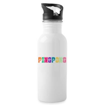 Ping-pong couleurs - cadeau amateur de pingpong - Gourde avec paille intégrée - blanc - Droite