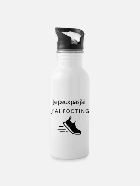 Ich kann nicht joggen, ich kann nicht joggen - Trinkflasche mit integriertem Trinkhalm - Weiß