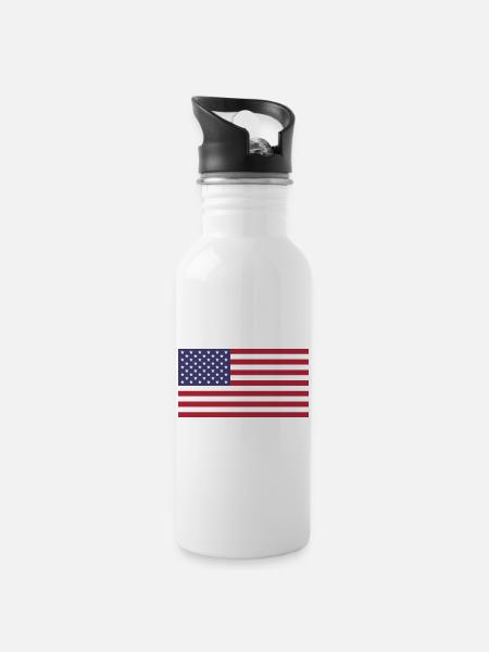 USA - Trinkflasche mit integriertem Trinkhalm - Weiß