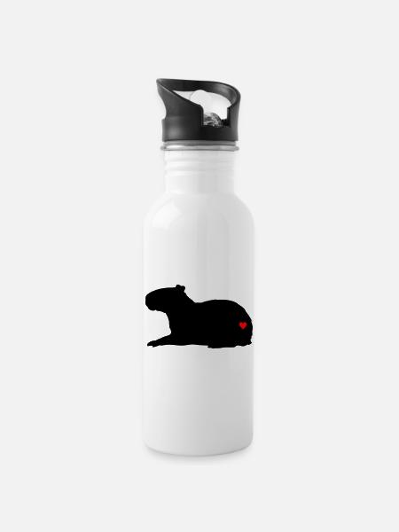 Love Capybara - Water bottle with straw - white