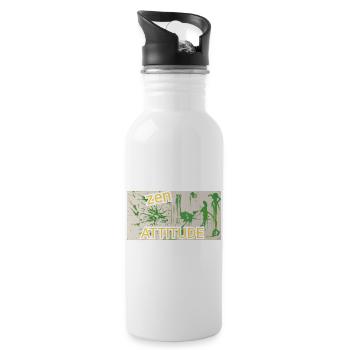 Abstract painting zen attitude, green, buddhism - Water bottle with straw - white - Right