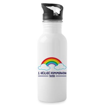 1. Heilige Kommunion Erstkommunion 2025 - Trinkflasche mit integriertem Trinkhalm - Weiß - Rechts