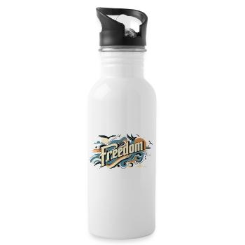 Freiheit - Trinkflasche mit integriertem Trinkhalm - Weiß - Rechts