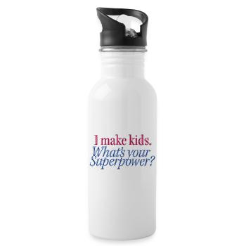 Superkraft Elternsein Statement - Trinkflasche mit integriertem Trinkhalm - Weiß - Rechts