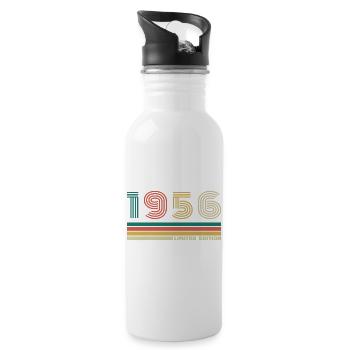 70 Jahre 1956 Vintage Retro Geburtstag - Trinkflasche mit integriertem Trinkhalm - Weiß - Rechts