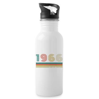60 Years 1966 Vintage Retro Anniversary - Water bottle with straw - white - Right