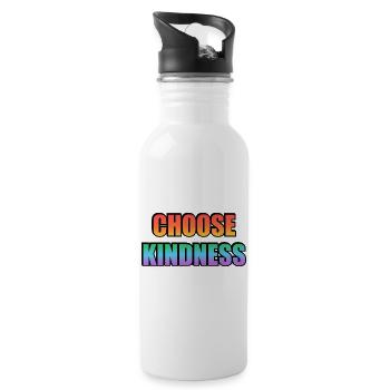 Gay Pride Regenbogen Wählen Sie Freundlichkeit Typografie - Trinkflasche mit integriertem Trinkhalm - Weiß - Rechts