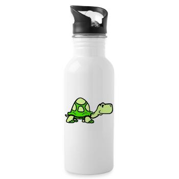 turtle cute smiling happy funny - Water bottle with straw - white - Right