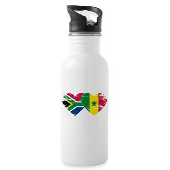 Südafrika Senegal Flagge Herz used - Trinkflasche mit integriertem Trinkhalm - Weiß - Rechts
