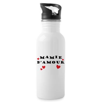 Oma der Liebe - Trinkflasche mit integriertem Trinkhalm - Weiß - Rechts