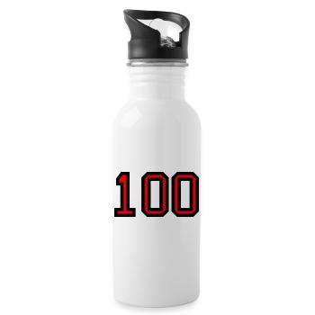100. 100 JAHRE. 100-JÄHRIGES JUBILÄUM. GEBURTSTAG 100 - Trinkflasche mit integriertem Trinkhalm - Weiß - Rechts