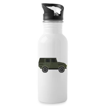 Militär-Jeep - Trinkflasche mit integriertem Trinkhalm - Weiß - Rechts