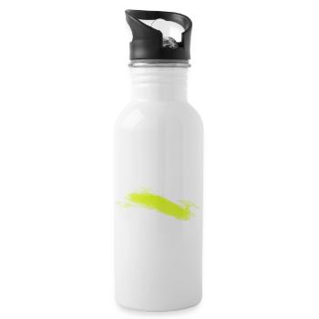 Neon Lime Pinselstrich - Trinkflasche mit integriertem Trinkhalm - Weiß - Rechts