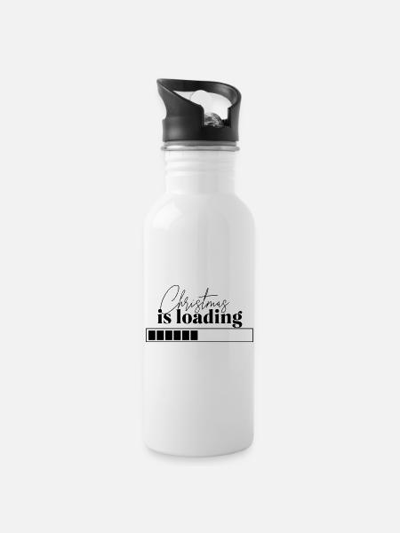 Christmas is loading - Water bottle with straw - white