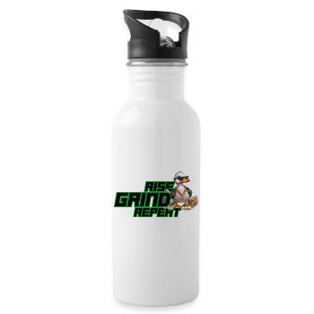 Rise, Grind, Repeat – Money Duck Streetwear Design - Water bottle with straw - white - Right