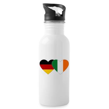 Germany Ireland Flag Heart - Water bottle with straw - white - Right