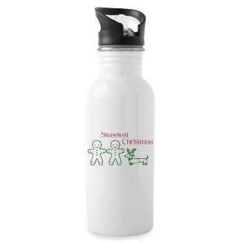 Christmas – Minimal Gingerbread & Dackel (Green) - Trinkflasche mit integriertem Trinkhalm - Weiß - Rechts