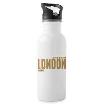 London Gold Lettering - Water bottle with straw - white - Right