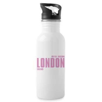 London Pink Bold Typography - Water bottle with straw - white - Right