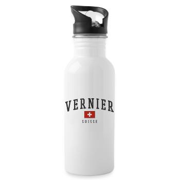 Vernier Suisse Design – Fierté locale avec un drapeau - Gourde avec paille intégrée - blanc - Droite