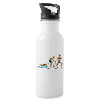 Relai Triathlon: Nage-Cycle-Course - Gourde avec paille intégrée - blanc - Droite