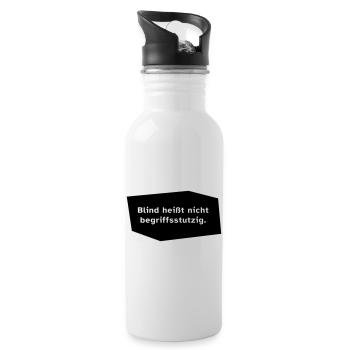 Blind heißt nicht begriffsstutzig. - Trinkflasche mit integriertem Trinkhalm - Weiß - Rechts