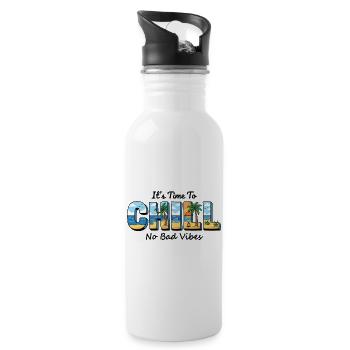 Chill Beach Sonnenbriefe - Trinkflasche mit integriertem Trinkhalm - Weiß - Rechts
