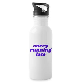 sorry running late - Trinkflasche mit integriertem Trinkhalm - Weiß - Rechts