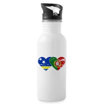 Curaçao_Portugal_Flagge_Herz_used - Water bottle with straw - white - Right