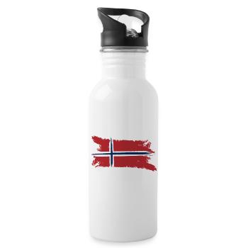 Drapeau norvégien en Scandinavie - Gourde avec paille intégrée - blanc - Droite