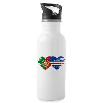 Portugal Kap Verde Flagge Herz used - Trinkflasche mit integriertem Trinkhalm - Weiß - Rechts