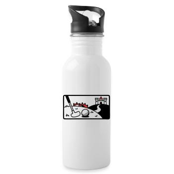 Minigolf Retro Cartoon Golfball JGA Team - Trinkflasche mit integriertem Trinkhalm - Weiß - Rechts