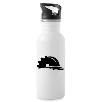 Construction Worker Helmet Gear and House - Water bottle with straw - white - Right