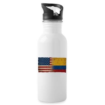 Identité du drapeau d’amitié États-Unis-Paraguay - Gourde avec paille intégrée - blanc - Droite