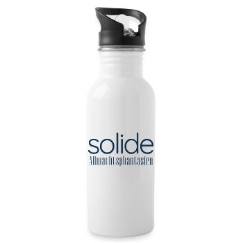 Solide Allmachtsphantasien – Typografie Design - Trinkflasche mit integriertem Trinkhalm - Weiß - Rechts