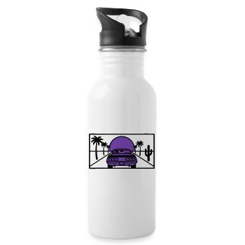 Night Driving Highway Graphic - Water bottle with straw - white - Right