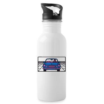 Retro Car Miami Logo - Water bottle with straw - white - Right